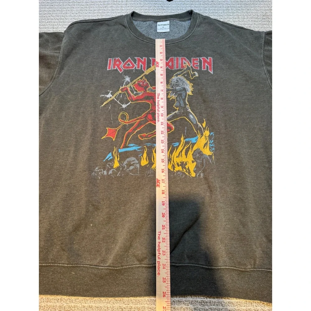 Iron Maiden Number‎ of the Beast Graphic Sweatshirt Washed Grey 2X 2023 QY217